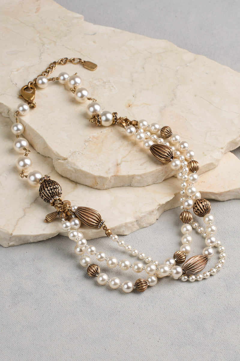 Layered Pearl Necklace - Cream