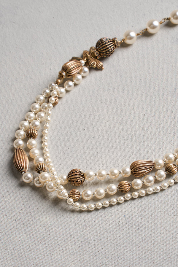 Layered Pearl Necklace - Cream