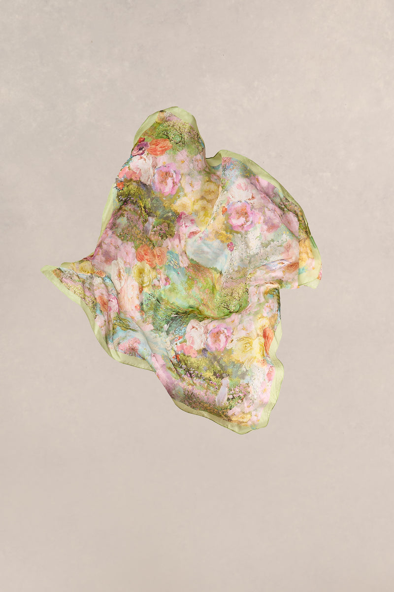 Monet Garden Floral Square Scarf - Multicolour