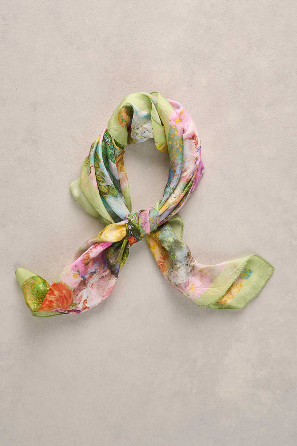 Monet Garden Floral Square Scarf - Multicolour