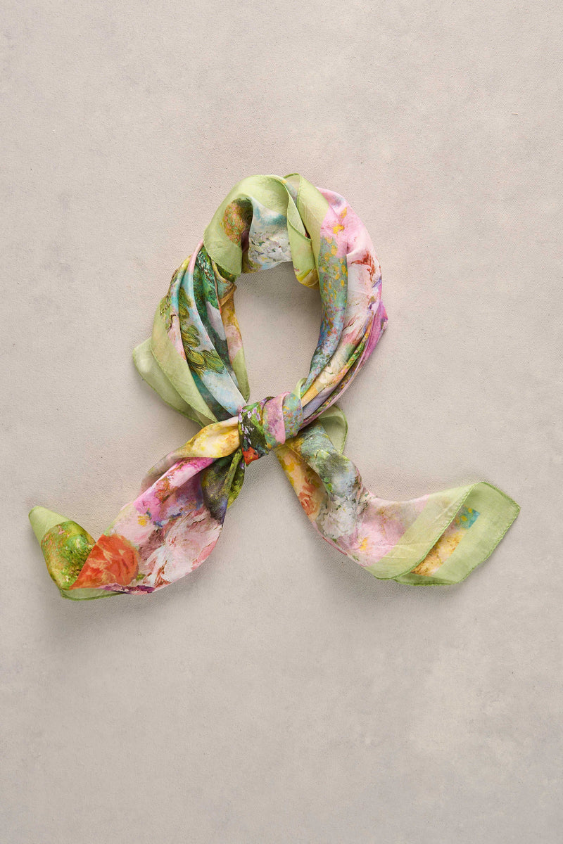 Monet Garden Floral Square Scarf - Multicolour