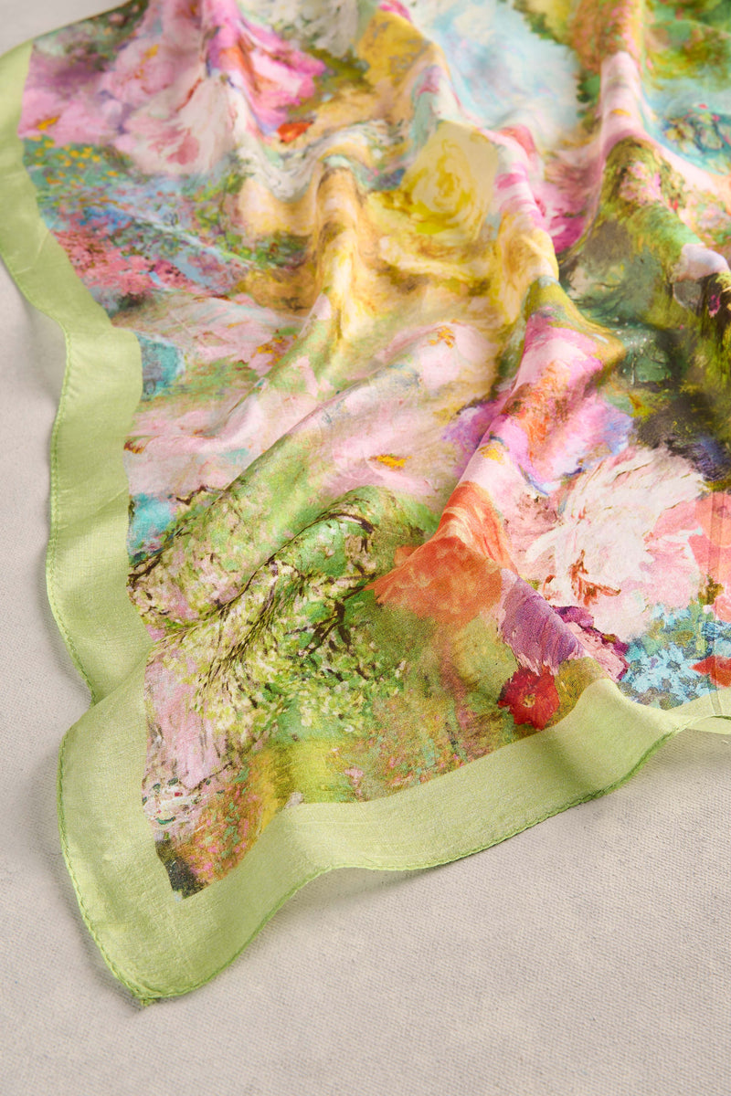 Monet Garden Floral Square Scarf - Multicolour