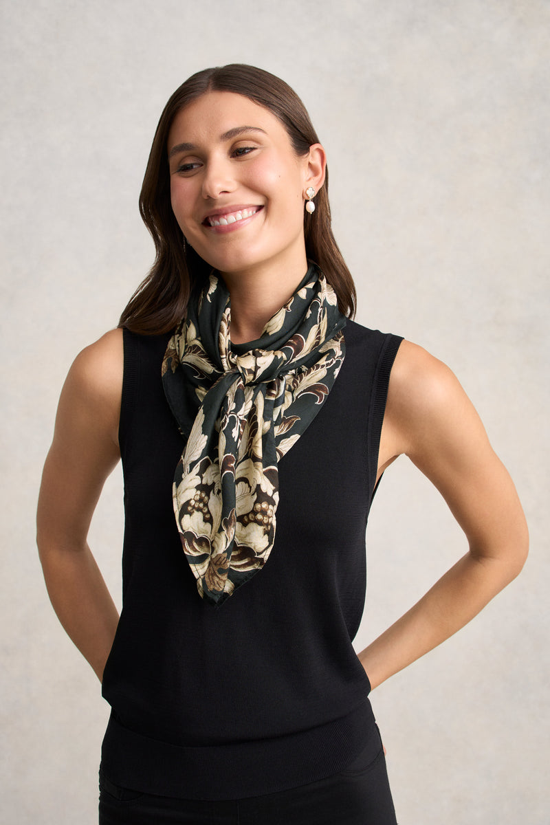 Foliage Square Scarf - Black