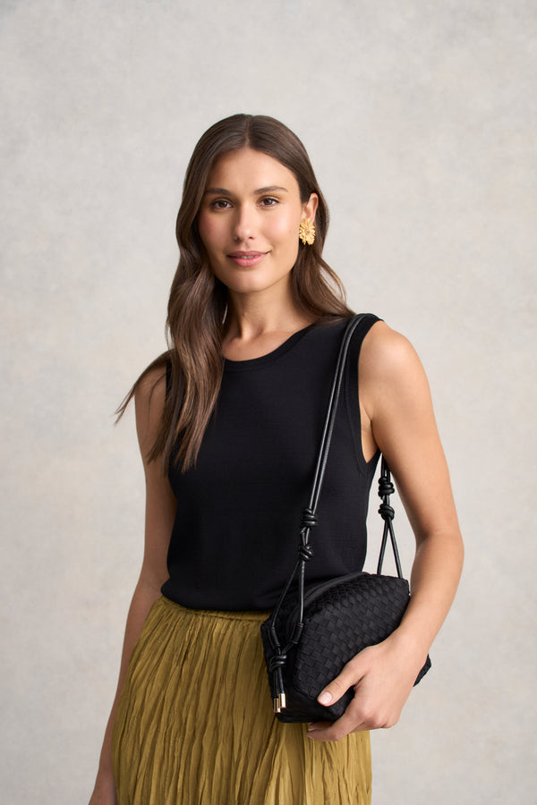 Woven Crossbody Bag - Black