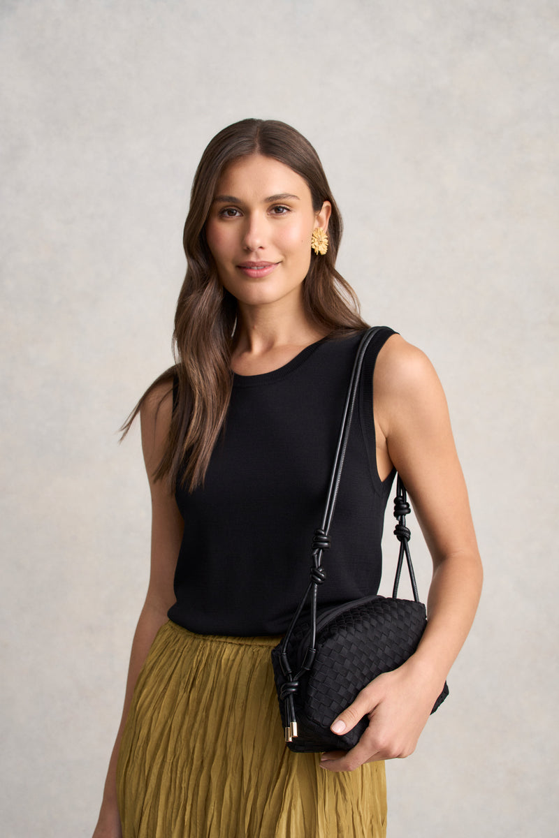 Woven Crossbody Bag - Black