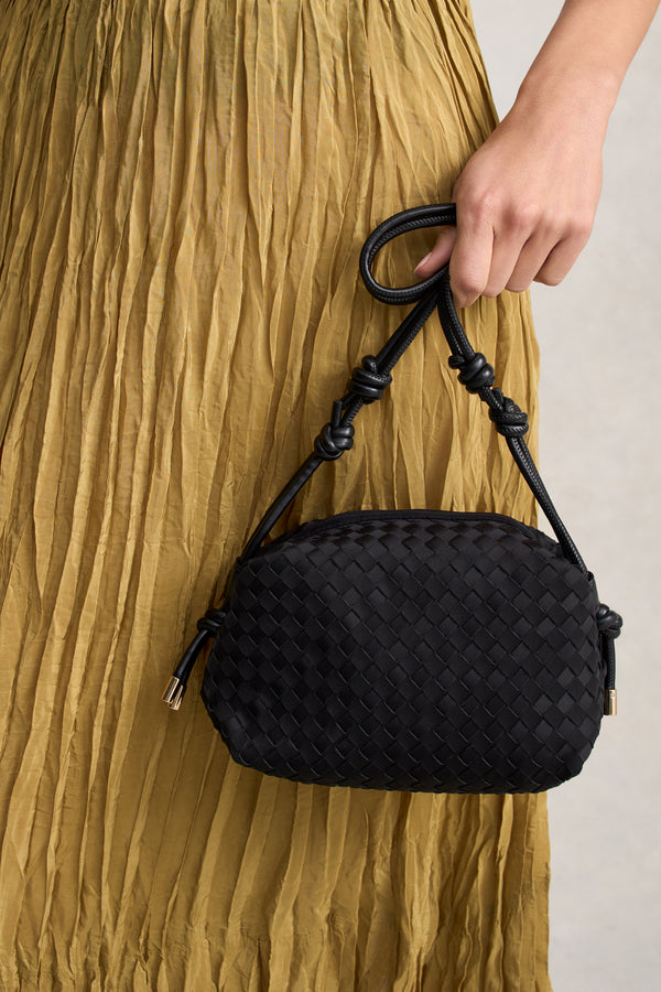 Woven Crossbody Bag - Black