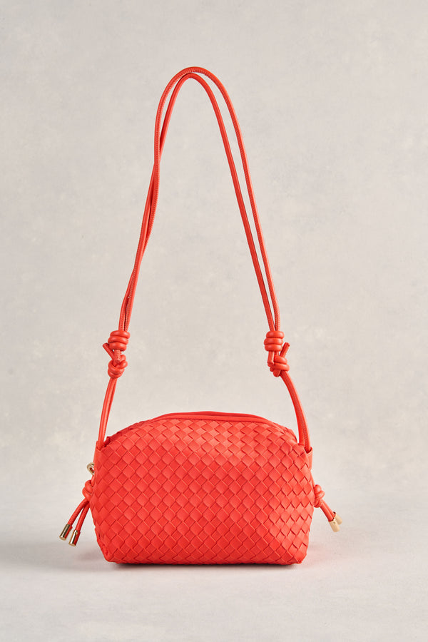 Woven Crossbody Bag - Vermillion Red