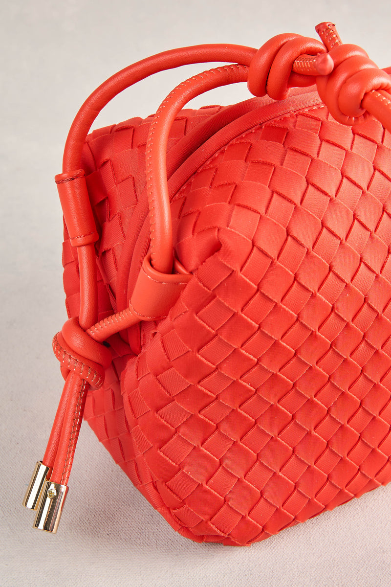 Woven Crossbody Bag - Vermillion Red