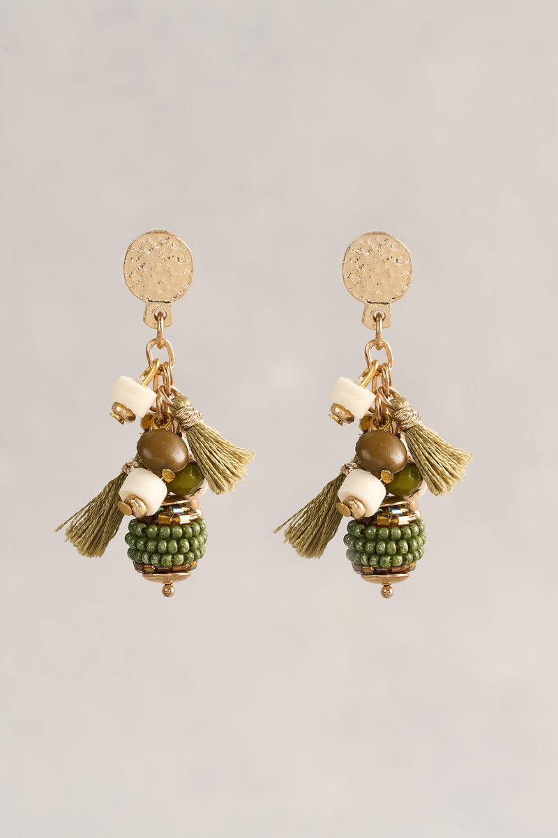 Mixed Bead Earring - Green