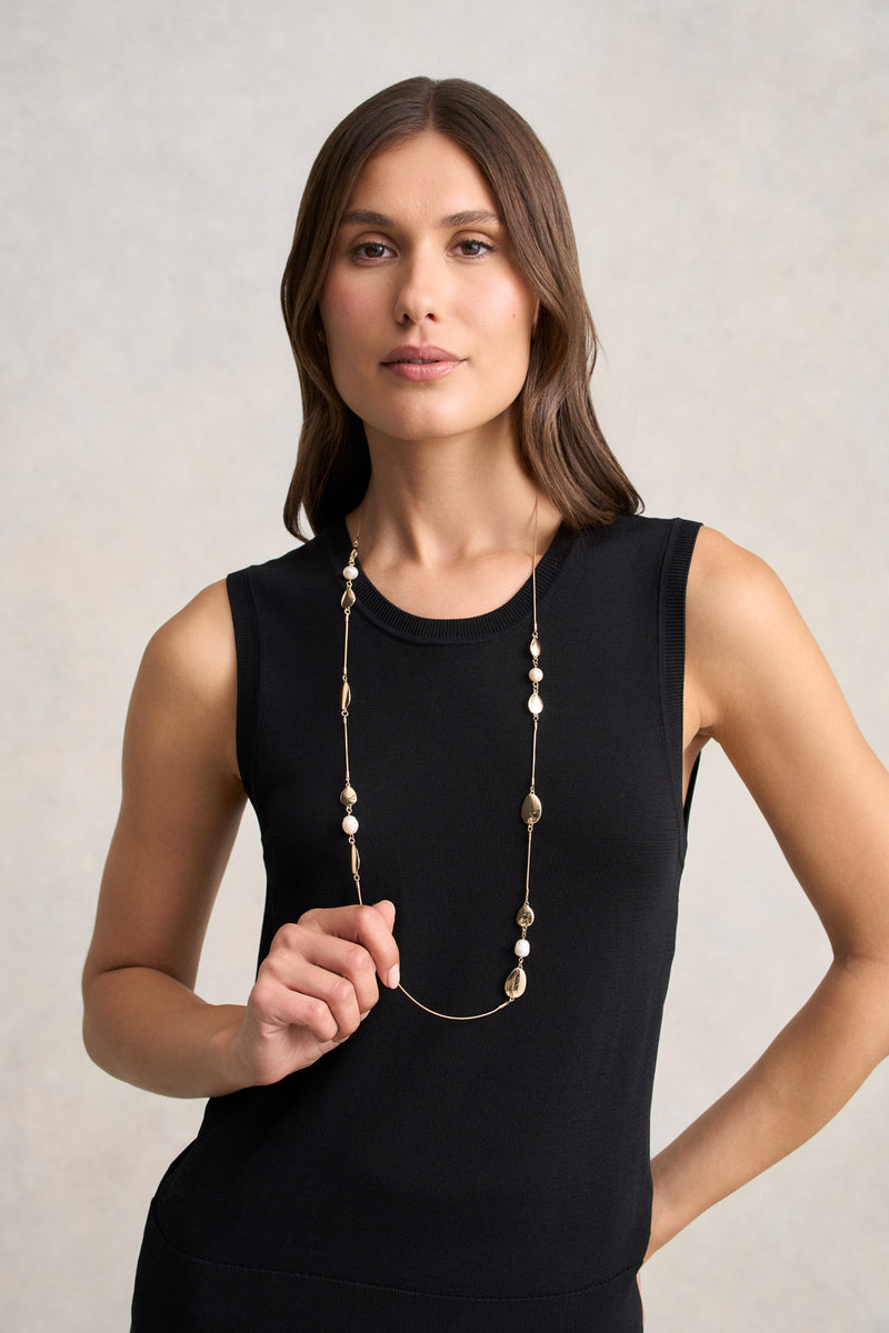 Pearl Station Necklace - Gold