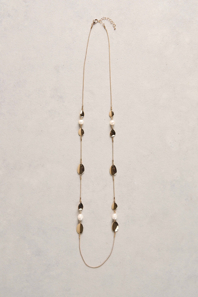 Pearl Station Necklace - Gold