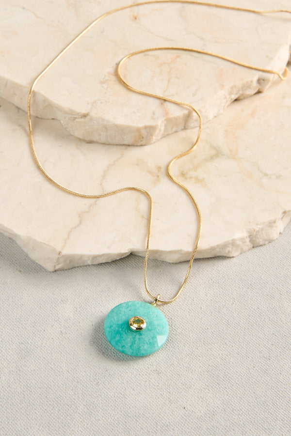 Coloured Pendant Necklace - Aqua