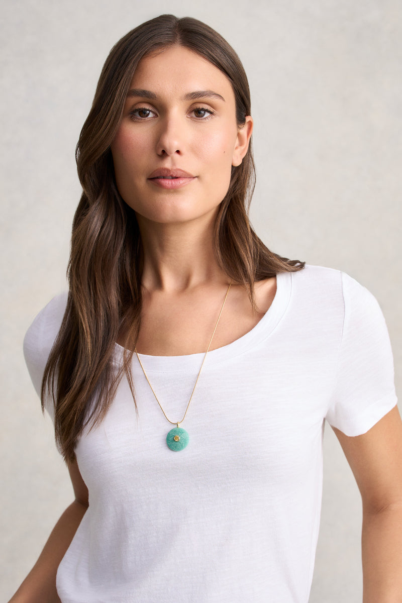 Coloured Pendant Necklace - Aqua