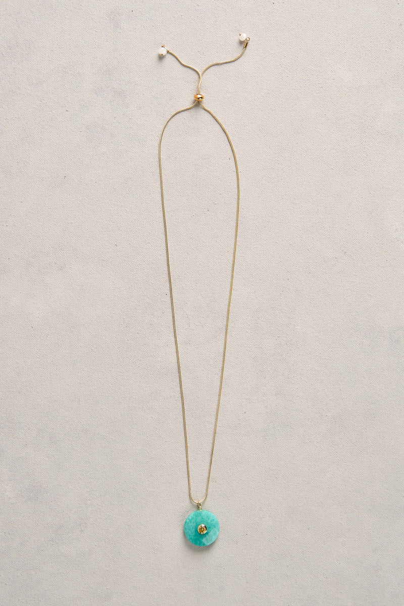 Coloured Pendant Necklace - Aqua