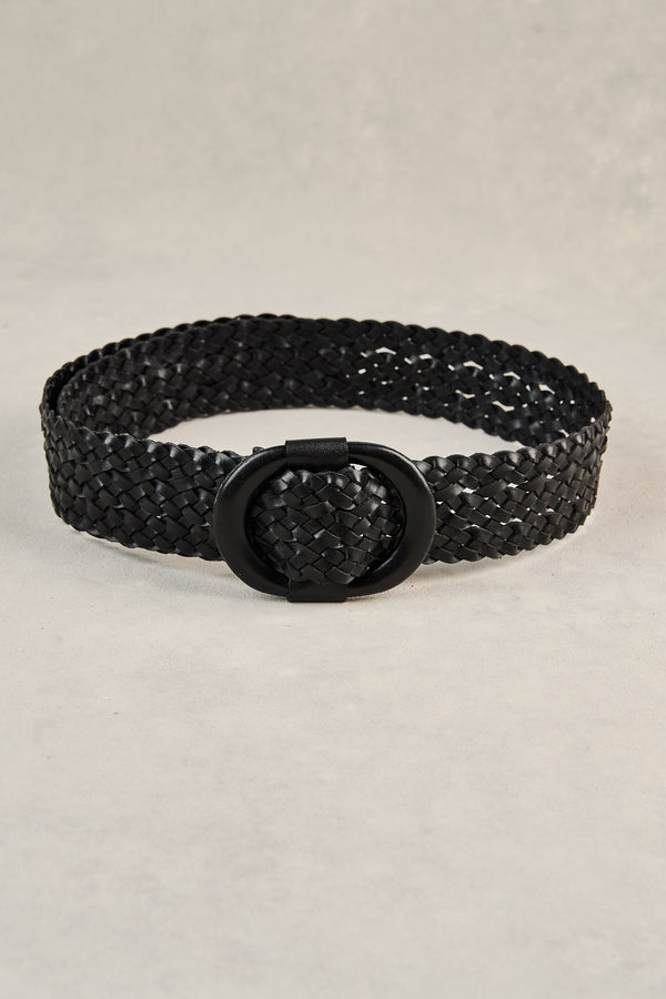 Woven Leather Belt - Black