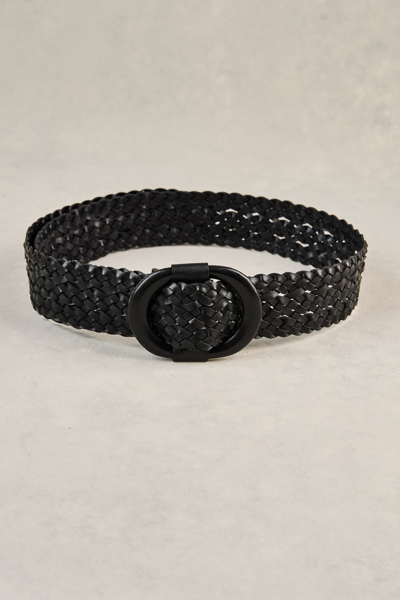 Woven Leather Belt - Black