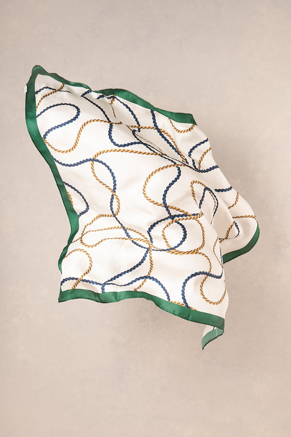 Rope Print Square Scarf - Cream