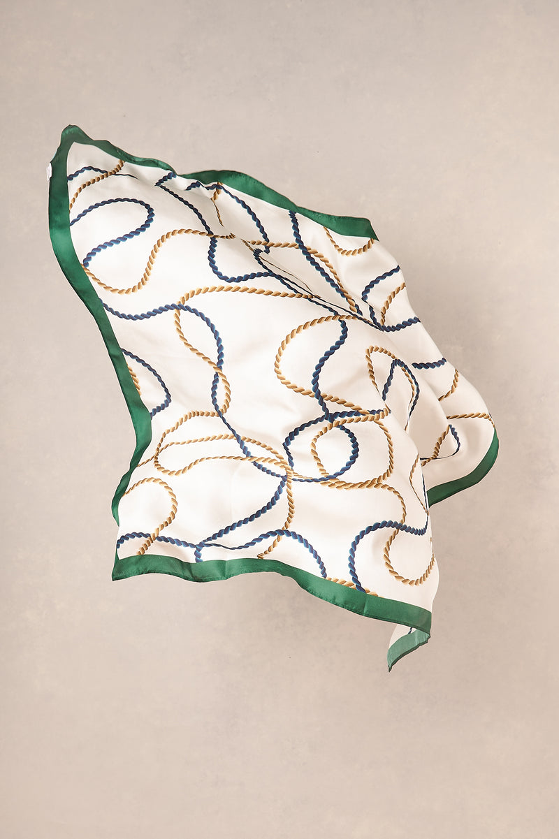 Rope Print Square Scarf - Cream