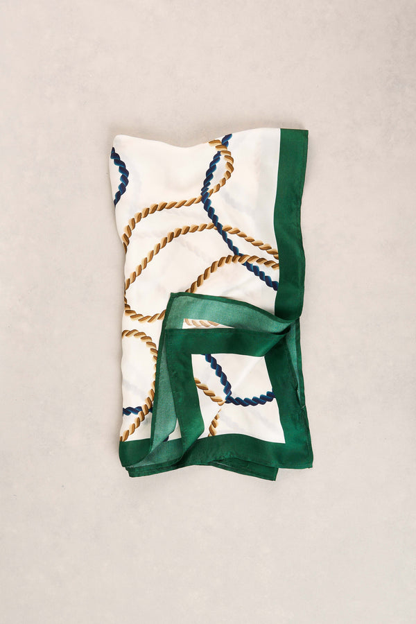 Rope Print Square Scarf - Cream