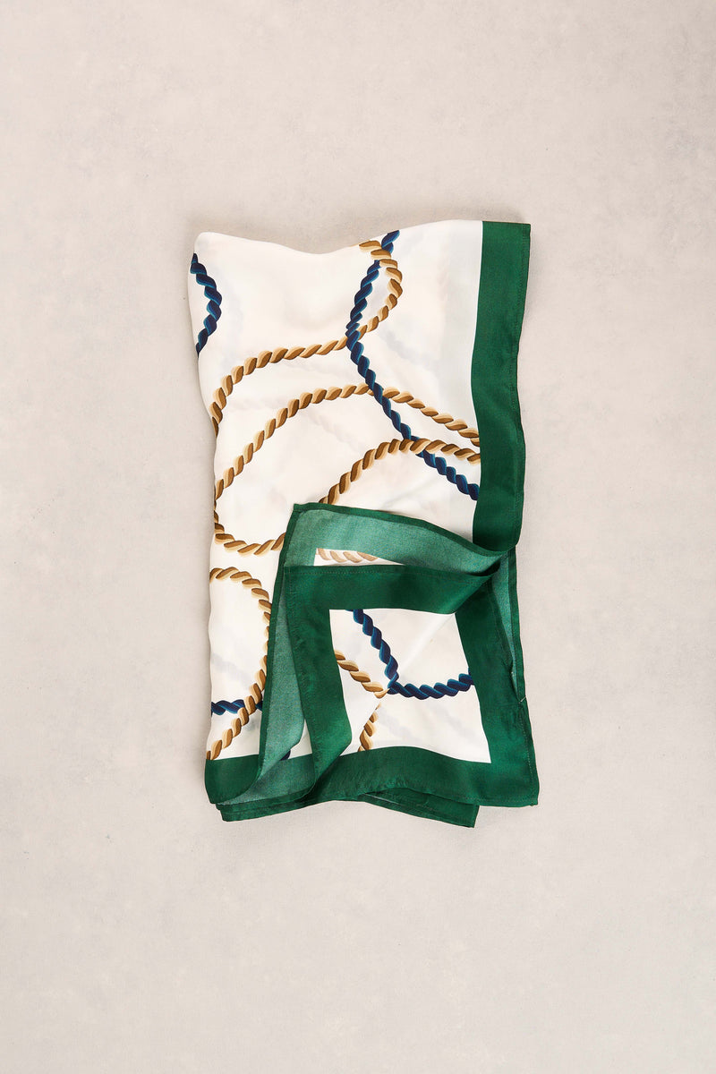 Rope Print Square Scarf - Cream