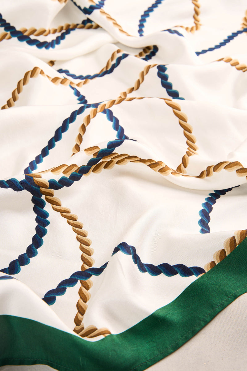 Rope Print Square Scarf - Cream