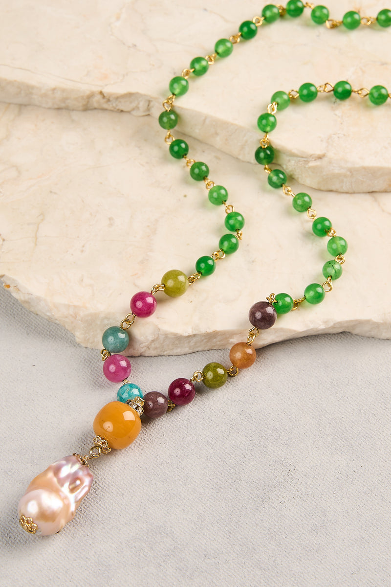 Pearl Pendant Necklace - Multicolour