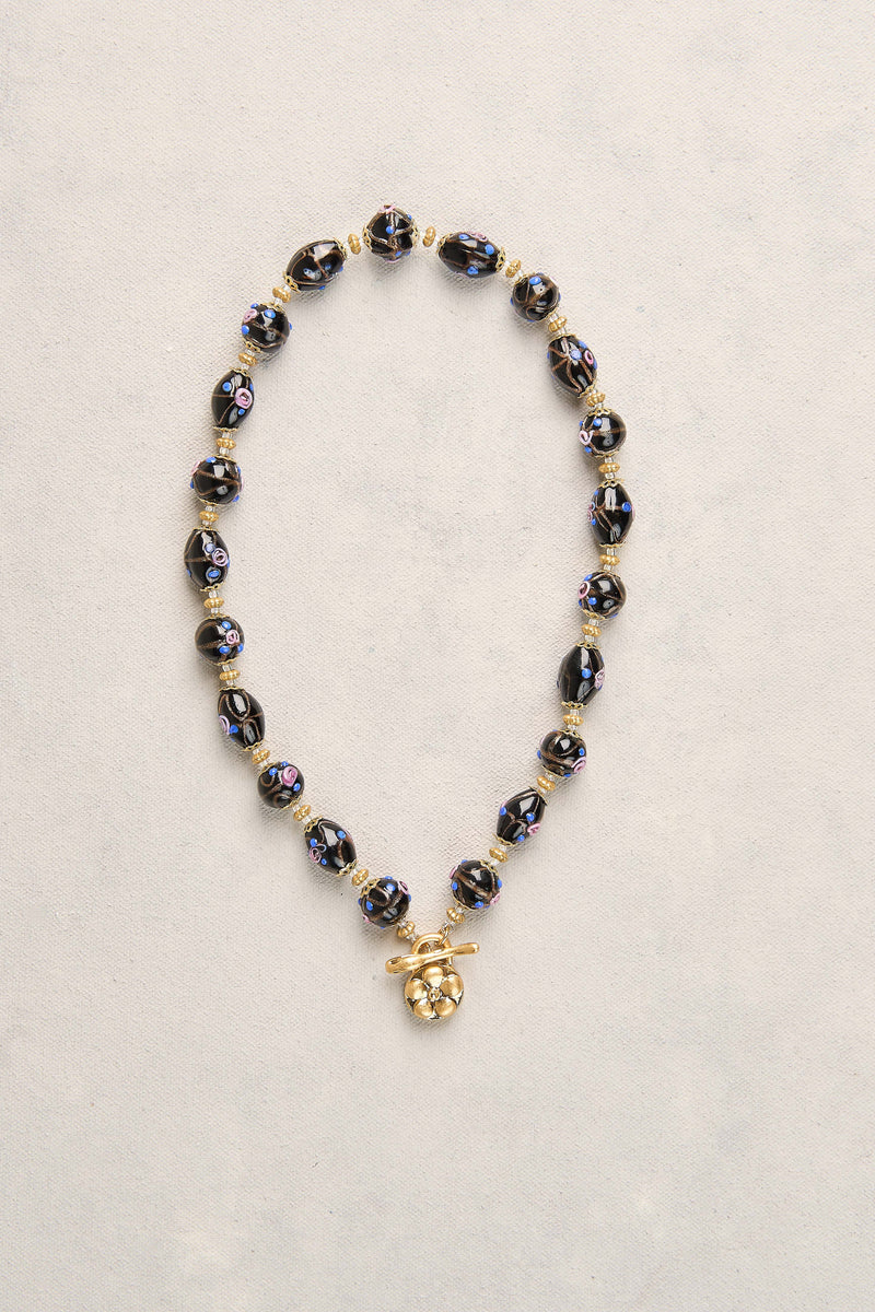 Painted Bead Necklace - Black