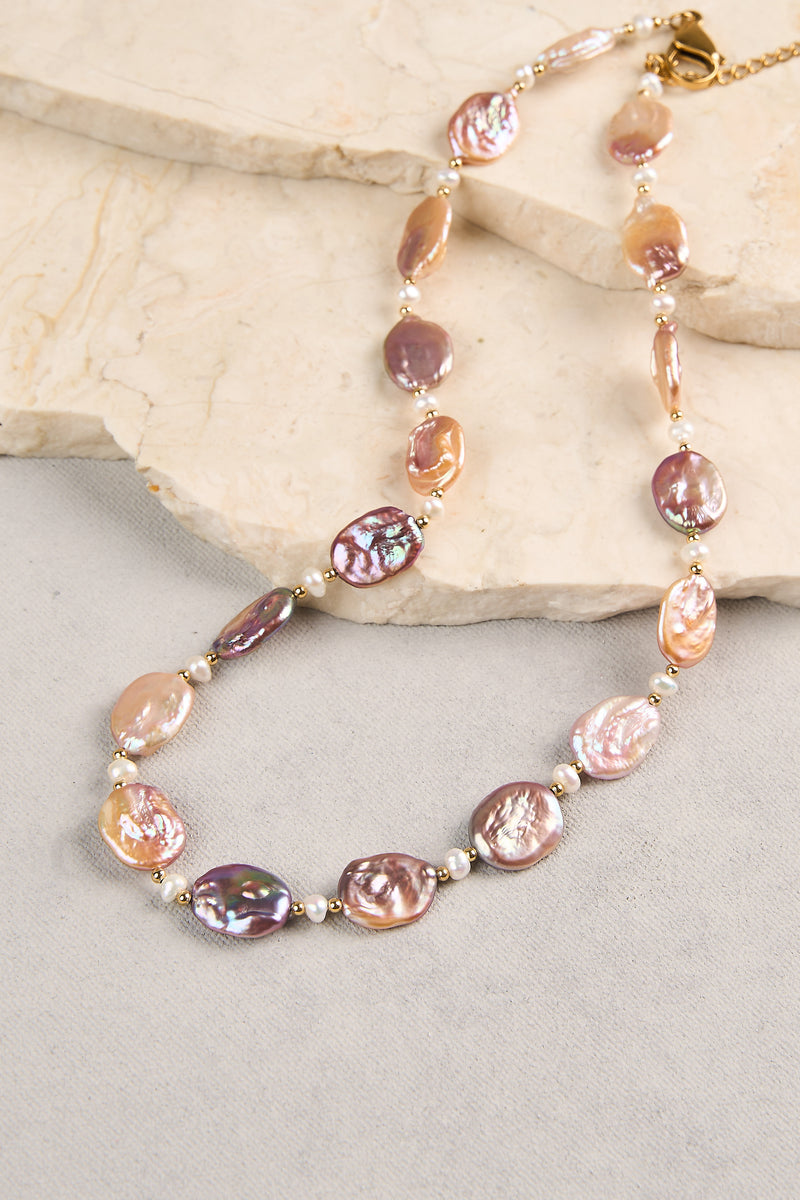 Coin Pearl Necklace - Natural