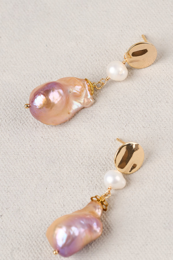 Pearl Statement Earrings - Gold