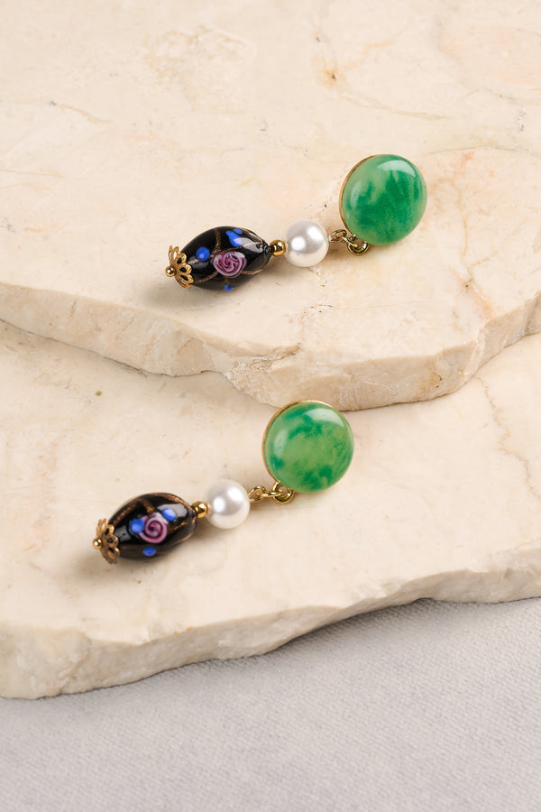 Painted Bead Earrings - Multicolour