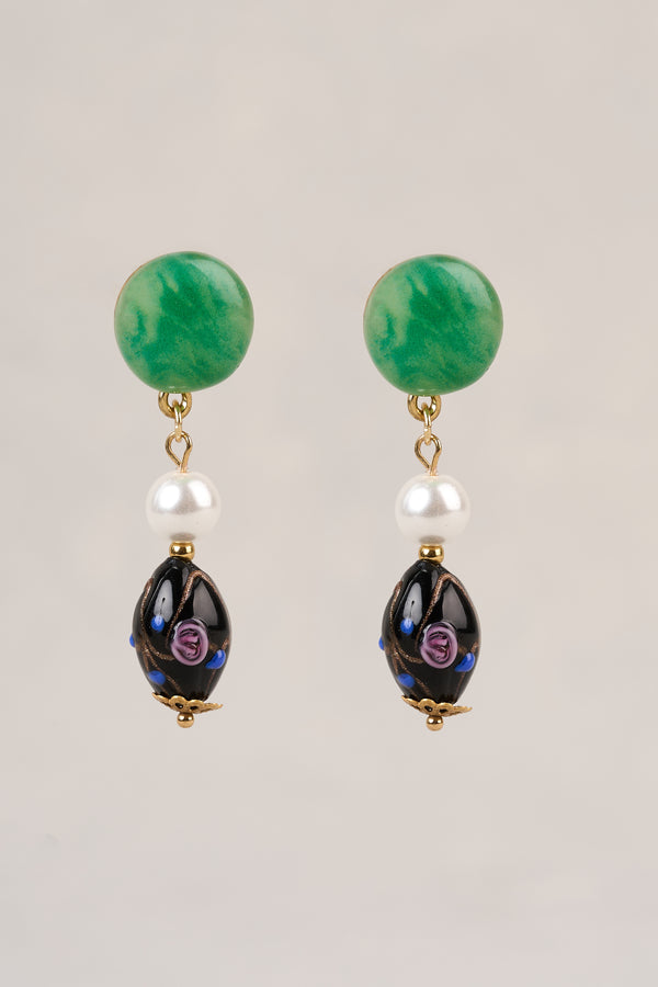 Painted Bead Earrings - Multicolour