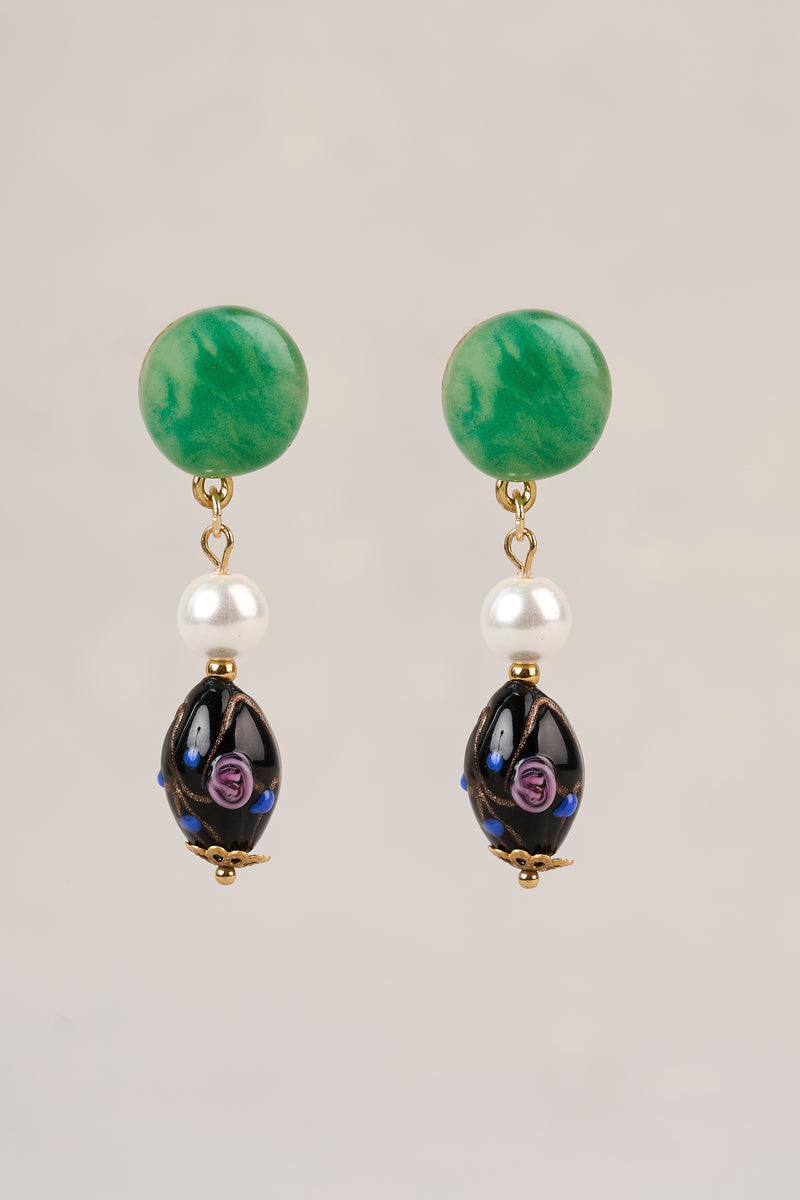 Painted Bead Earrings - Multicolour