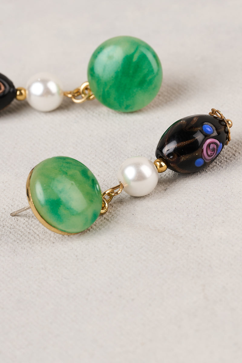 Painted Bead Earrings - Multicolour