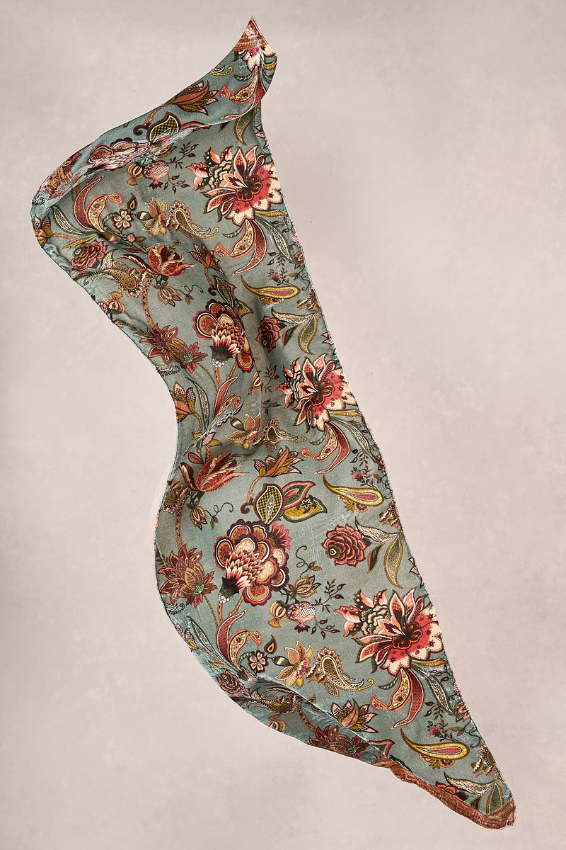 Velvet Floral Scarf - Multicolour