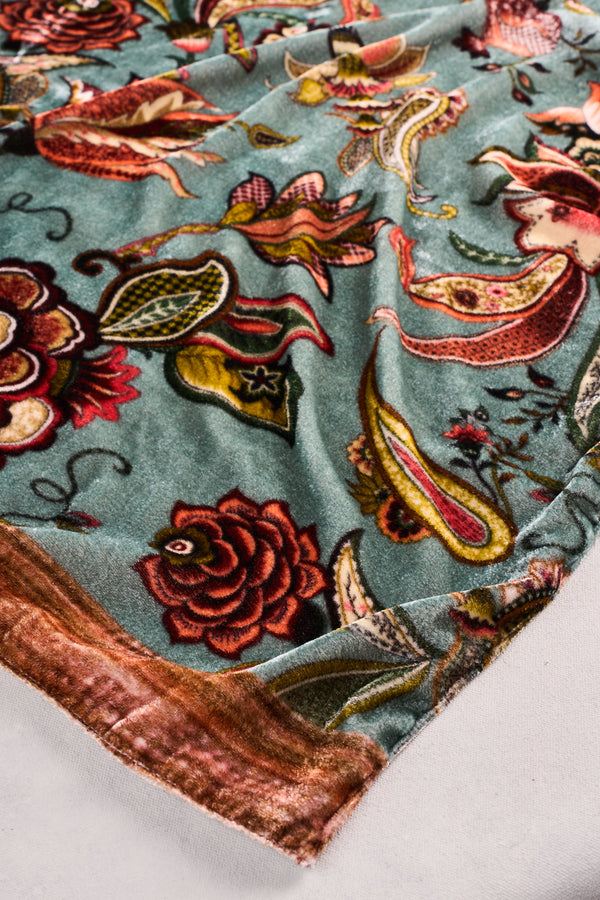 Velvet Floral Scarf - Multicolour