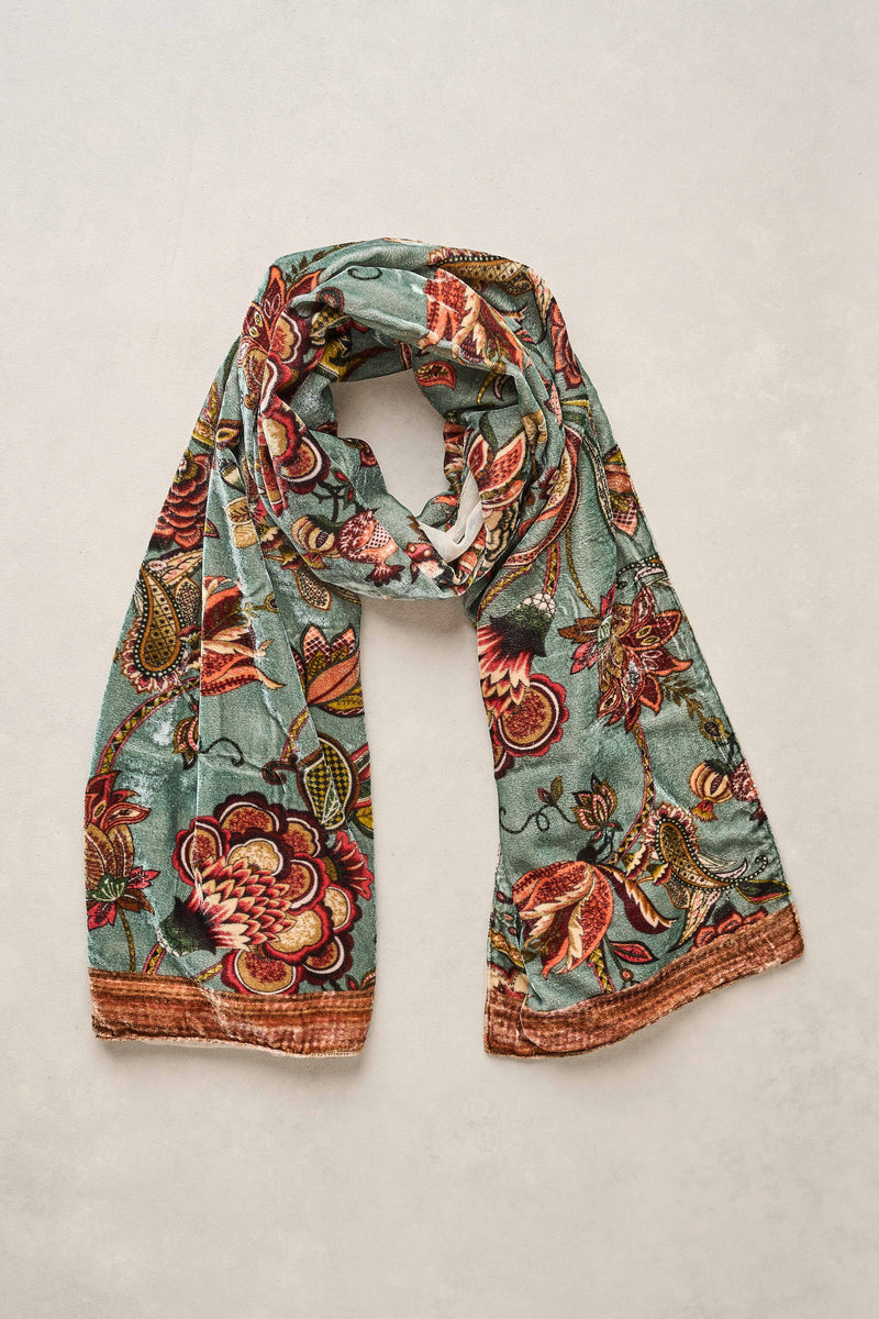Velvet Floral Scarf - Multicolour