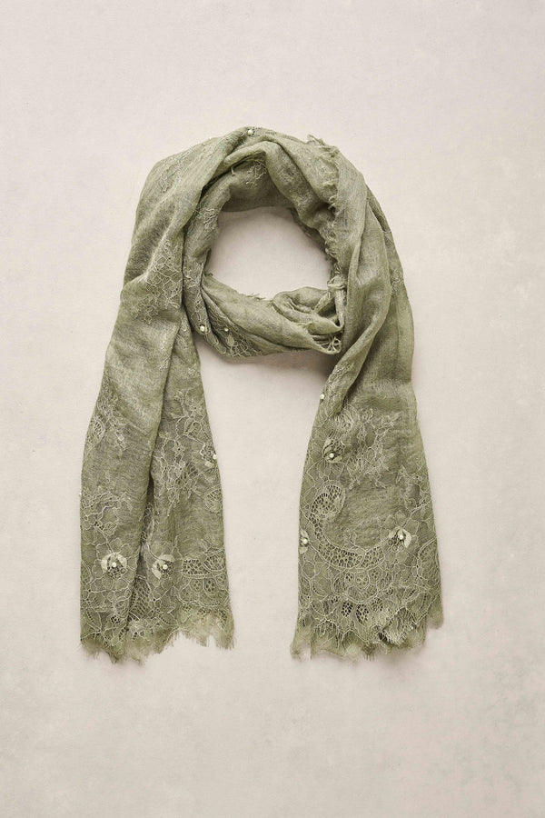 Lace Detail Scarf - Green