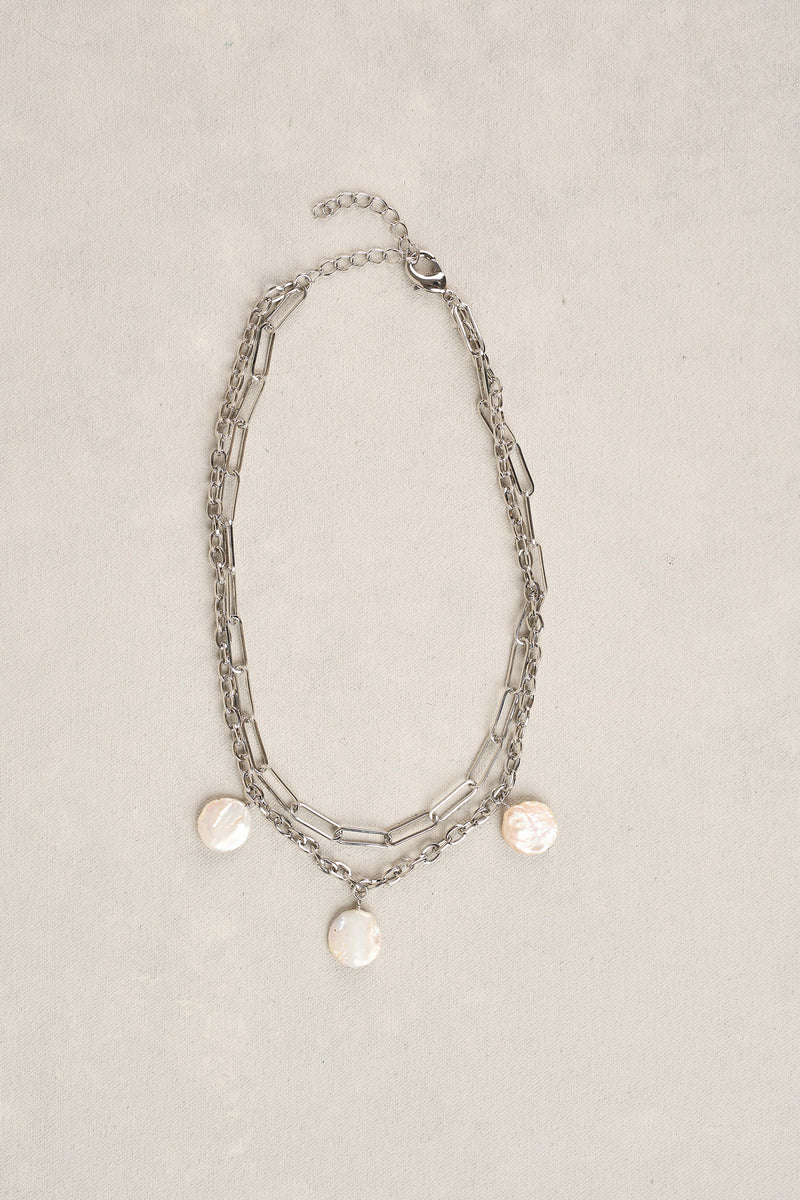 Layered Chain Necklace - Silver