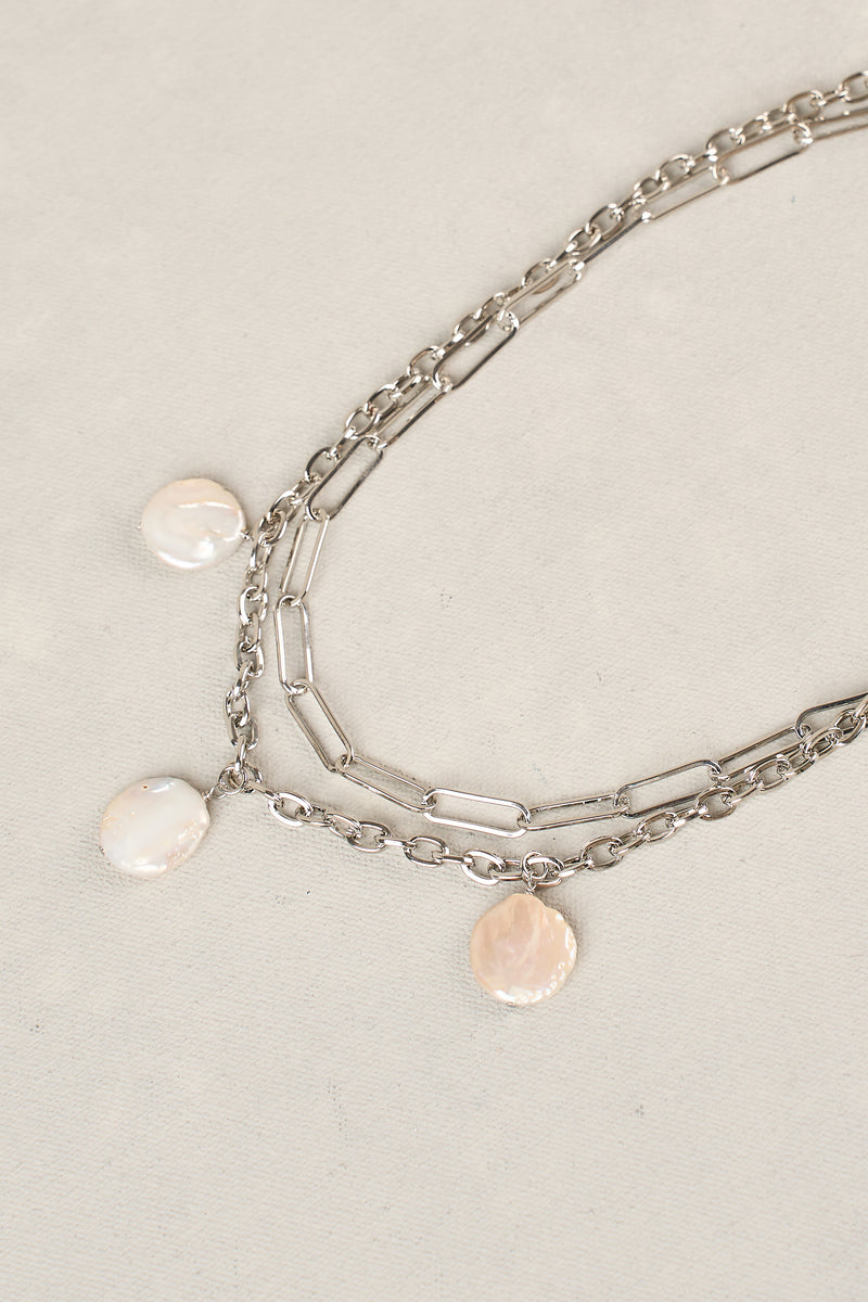Layered Chain Necklace - Silver