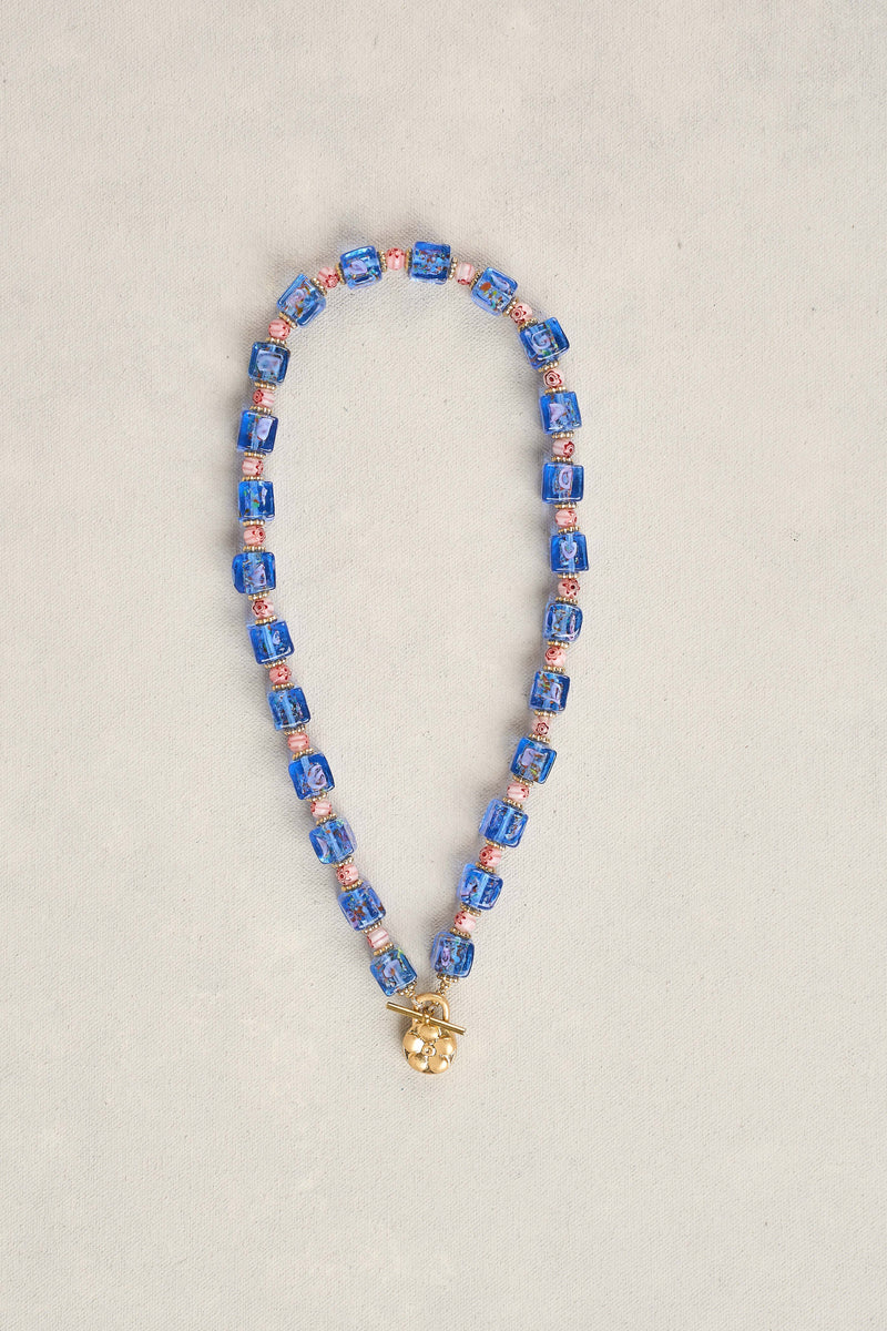 Glass Bead Necklace - Cobalt