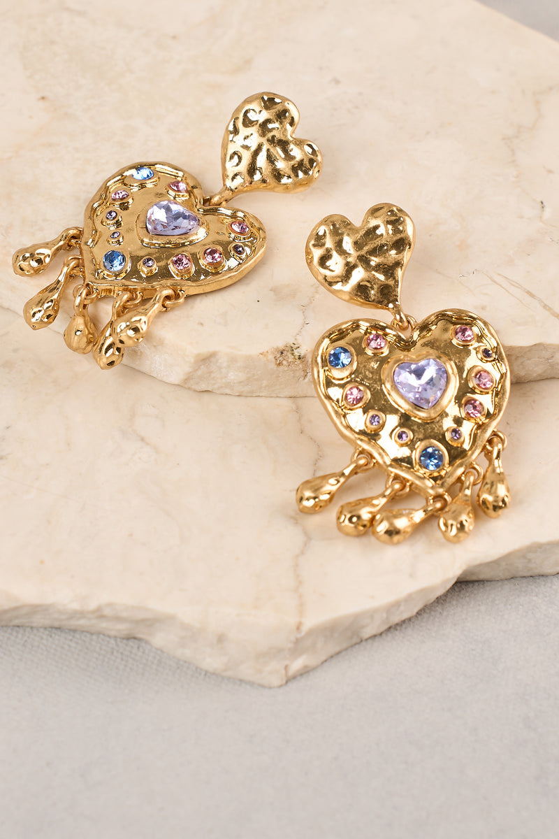 Statement Heart Earrings - Gold