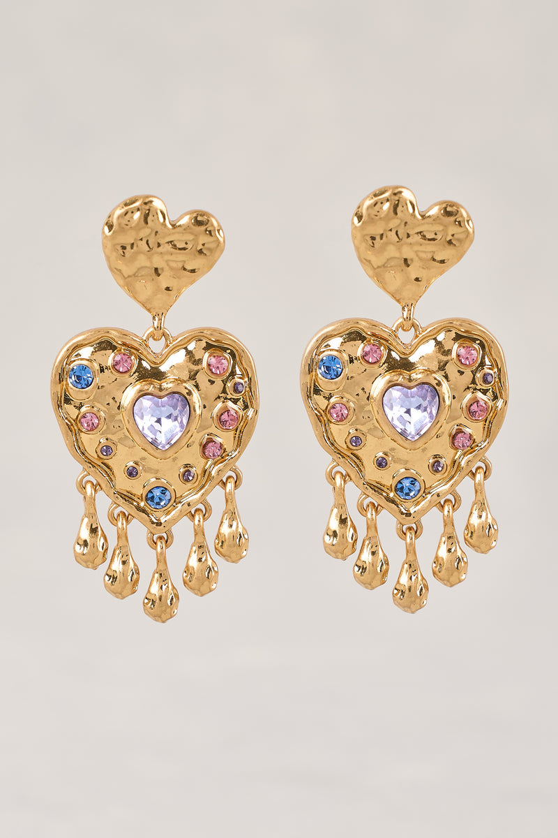 Statement Heart Earrings - Gold