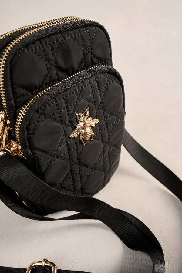 Quilted Phone Bag - Black