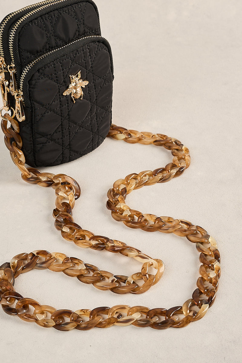 Quilted Phone Bag - Black