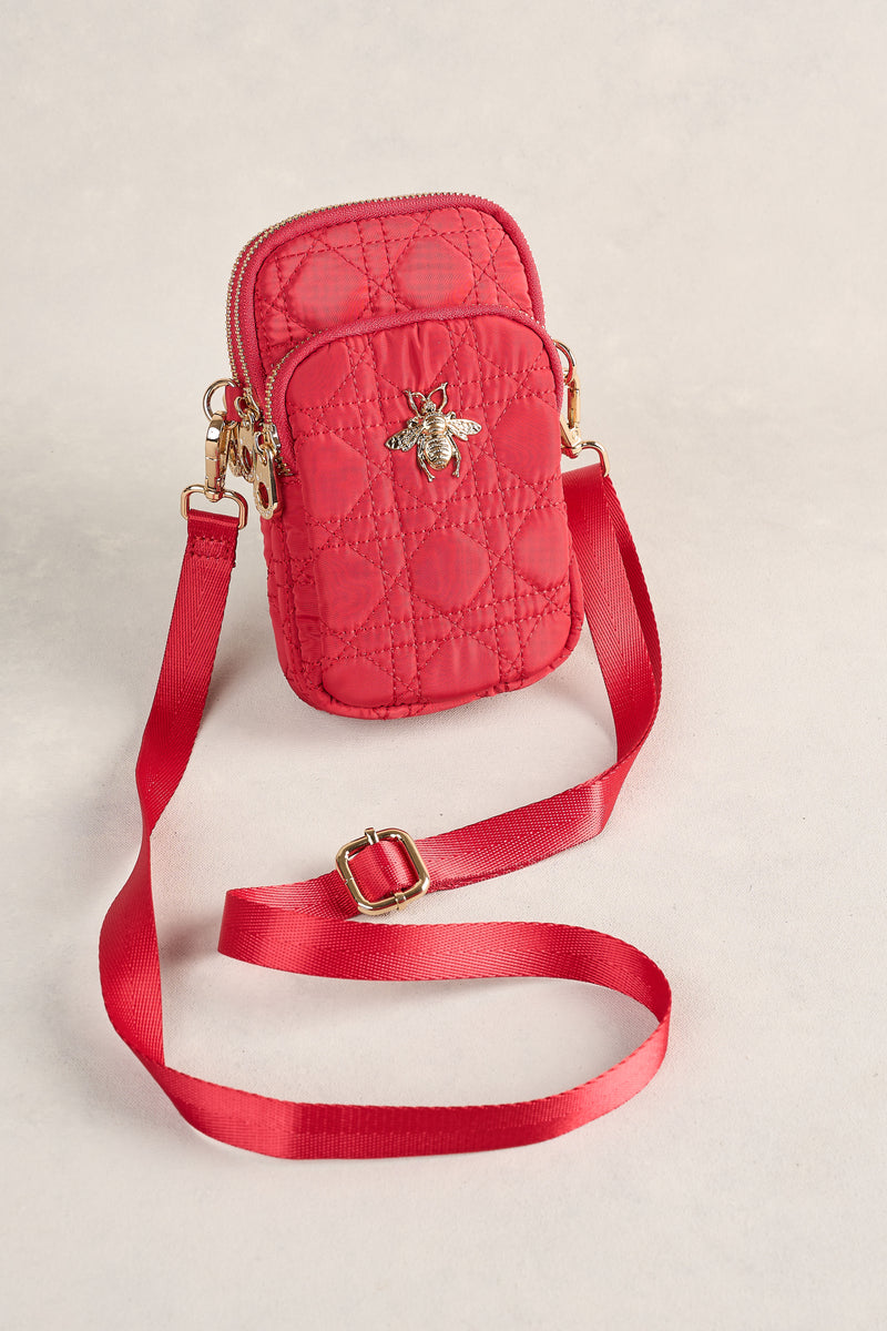 Quilted Phone Bag - Crimson