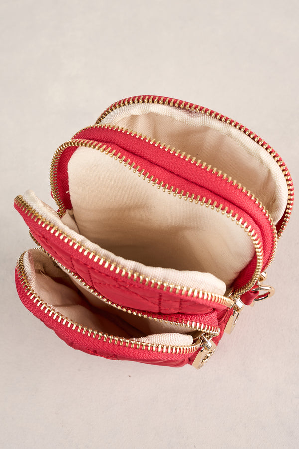 Quilted Phone Bag - Crimson
