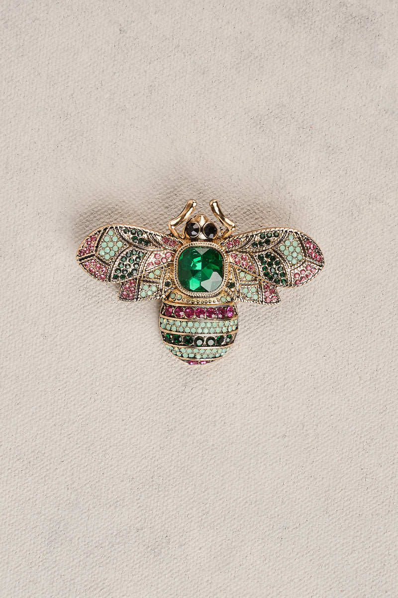 Diamante Bee Brooch - Multicolour