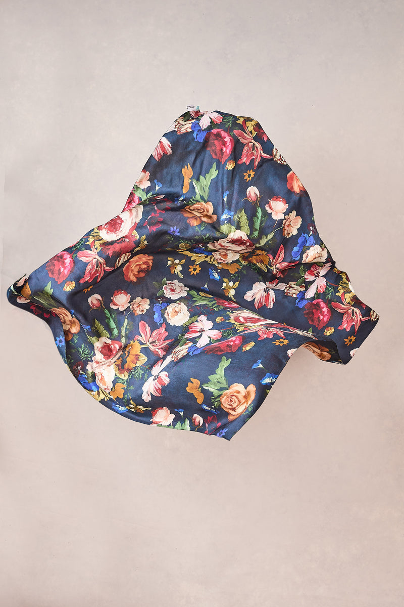 Silk Botanical Floral Scarf - Multicolour