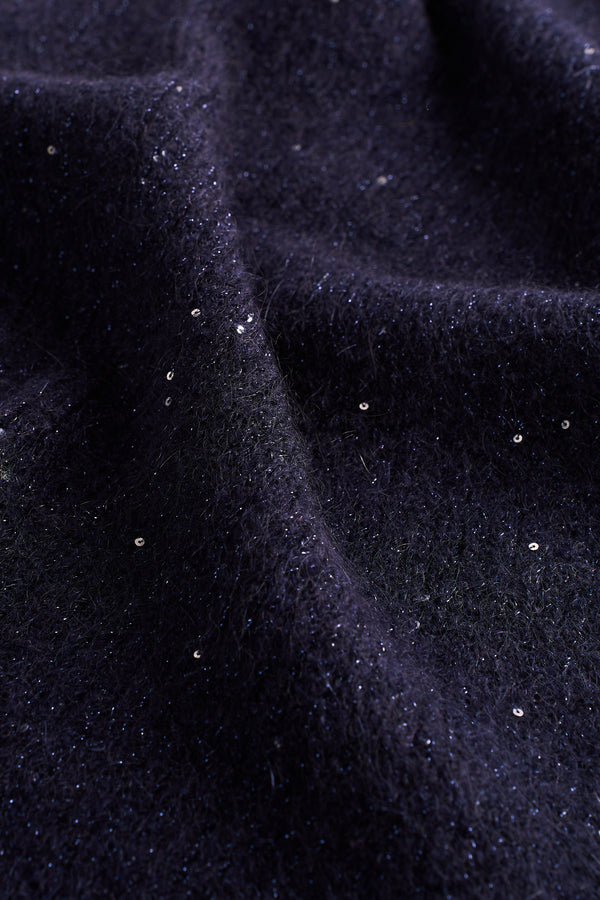 Knitted Metallic Scarf - Dark Blue