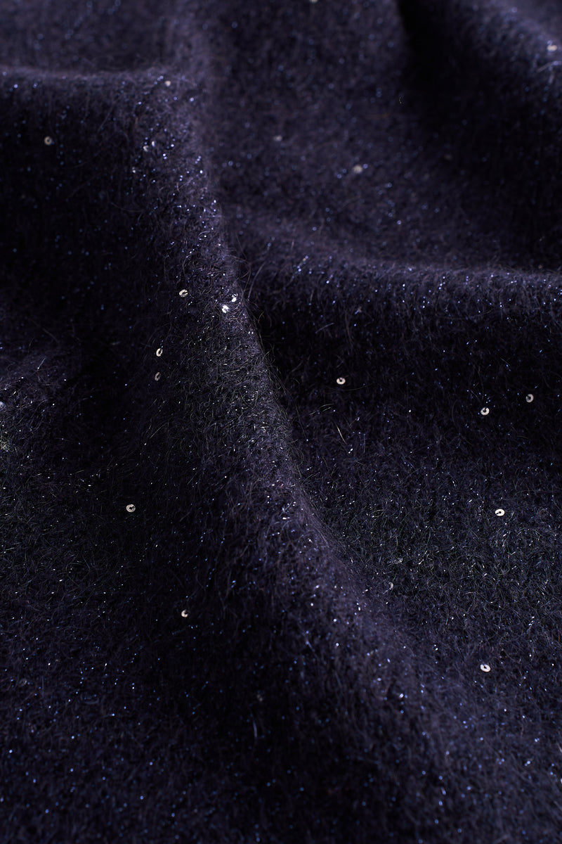 Knitted Metallic Scarf - Dark Blue